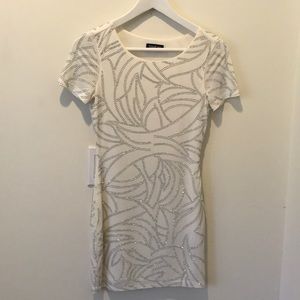 White and silver sparkly Bebe dress